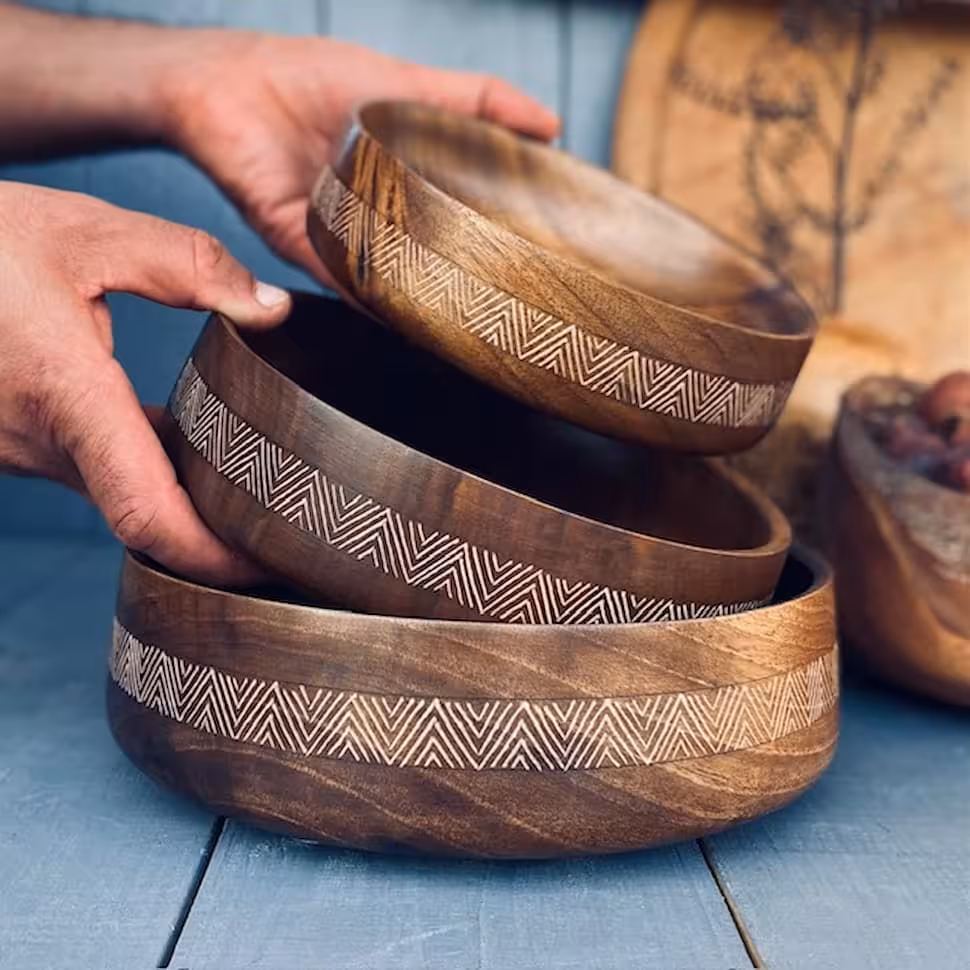 ظرف چوبی پذیرایی گردو کد 010047