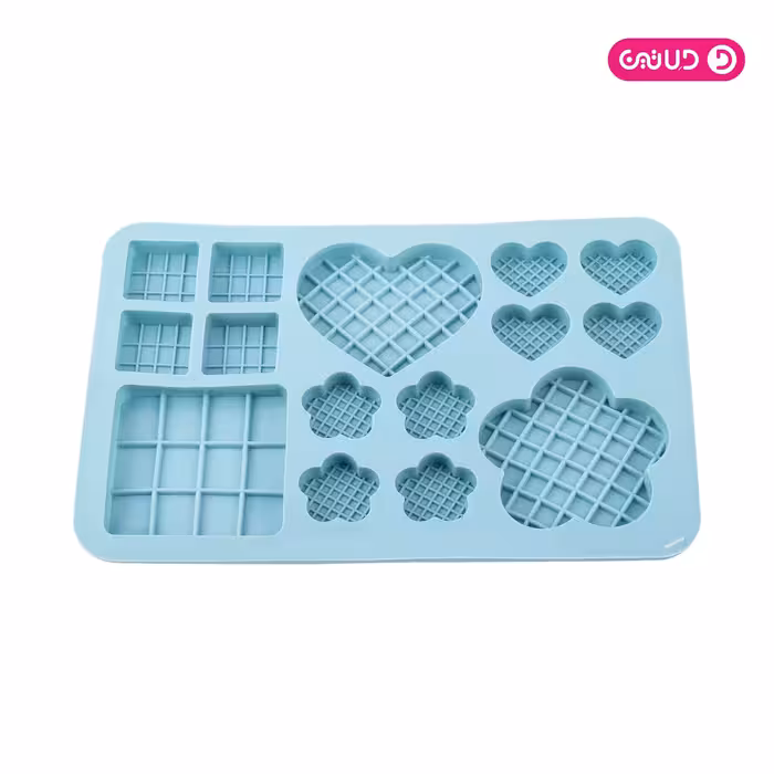 قالب سیلیکون ممتاز شکلات قلب مربع گل هاشور 15 خانه
