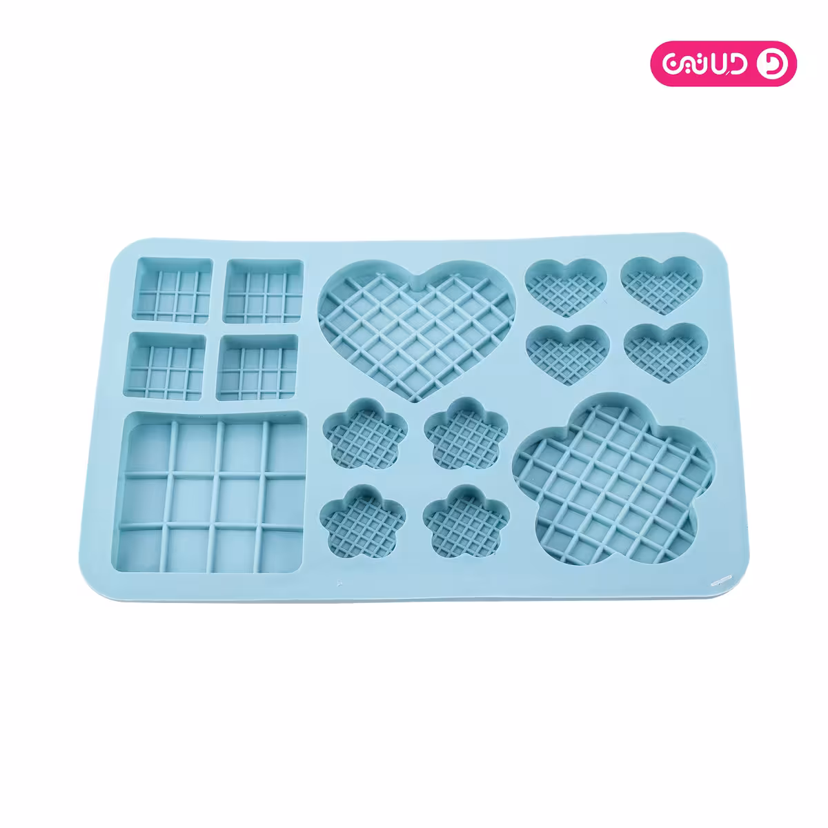 قالب سیلیکون ممتاز شکلات قلب مربع گل هاشور 15 خانه