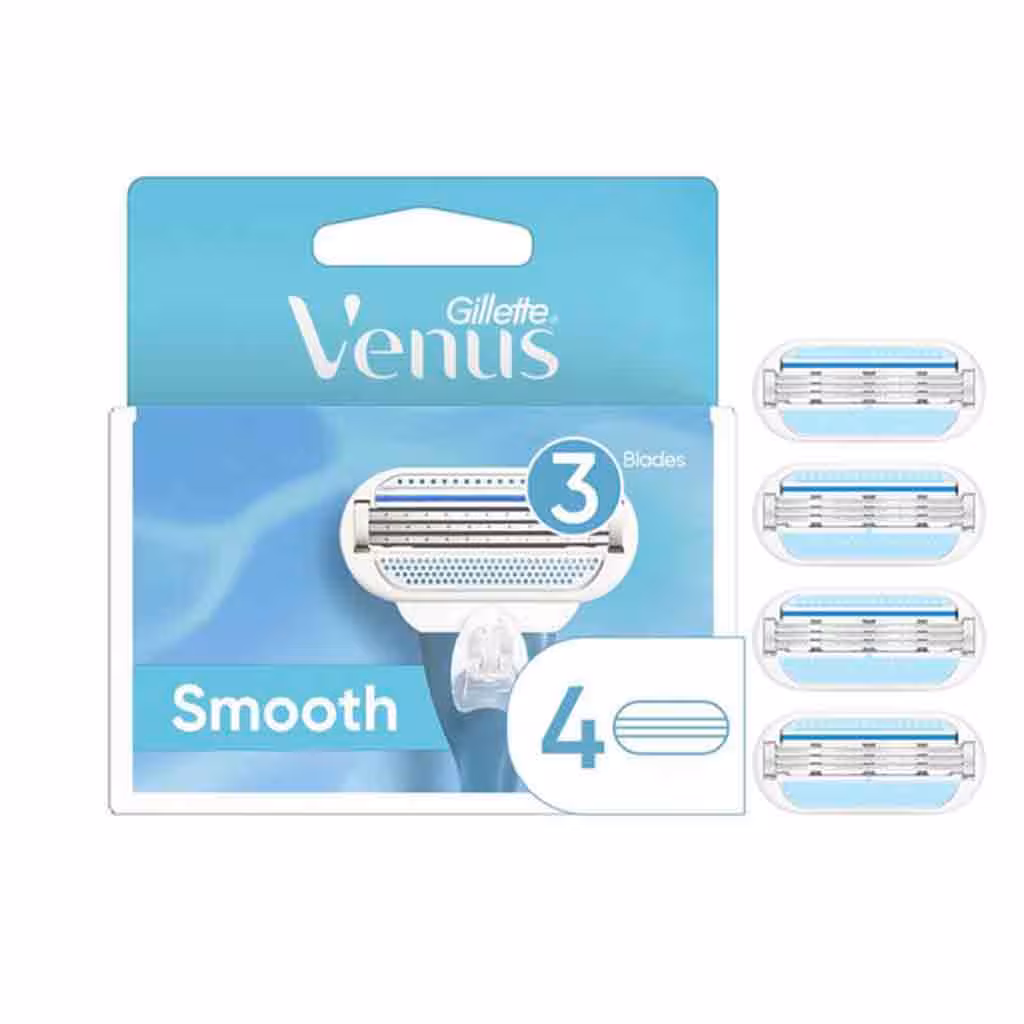 تیغ یدک فرانسوی ژیلت Gillette Venus Smooth مناسب پوست حساس 4 عددی