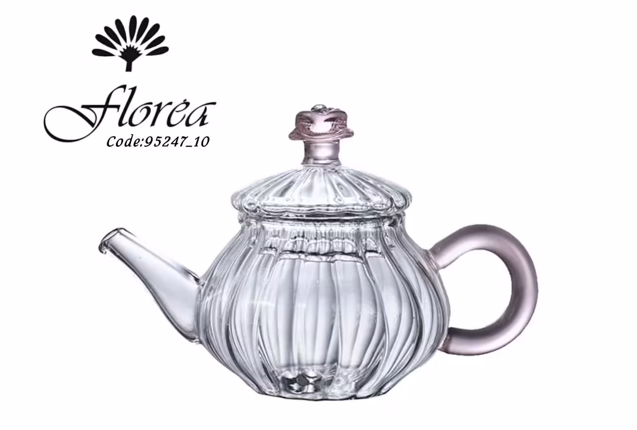 قوری زعفران راه راه گل صورتی 100 میل کد 95247-10 فلورا