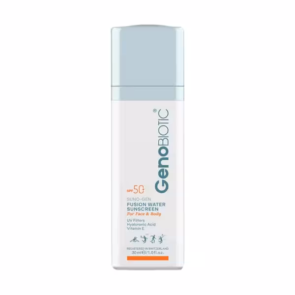 ضد آفتاب فیوژن واتر ژنوبایوتیک Fusion water حاوی هیالورونیک اسید 30 میل