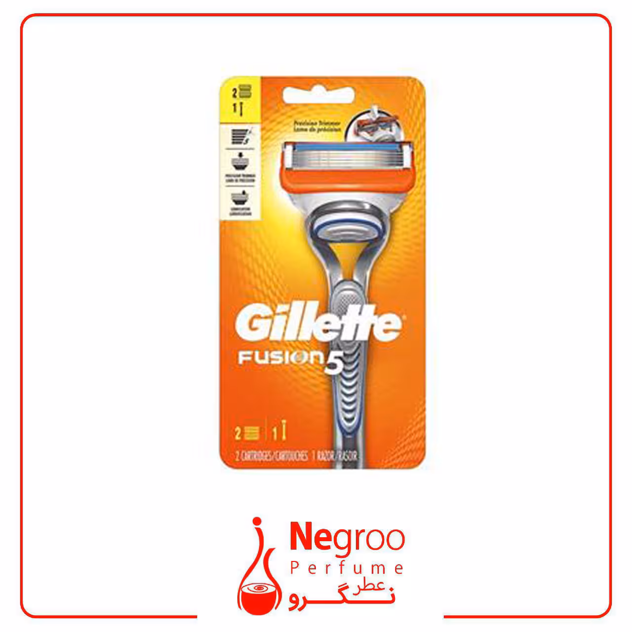 خودتراش ژیلت مدل fusion5 دارای یک دسته تیغ و یدک 5 لبه
