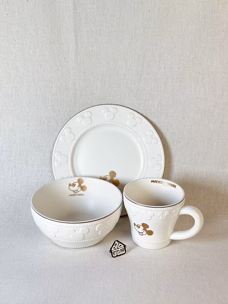 ست ظروف دیزنی مات طرح میکی سفید کد002976