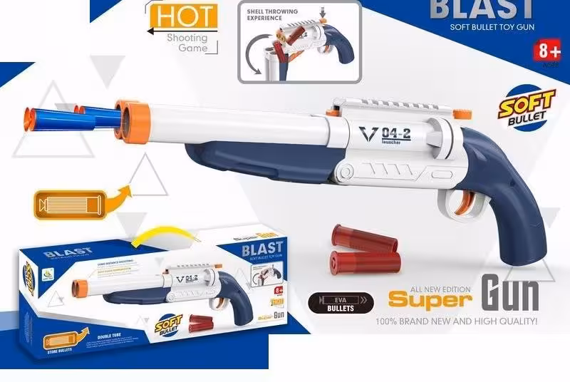 تفنگ پوکه پران تیر اسفنجی دو لول کد 9950 نمونه اصلی ساخت چین