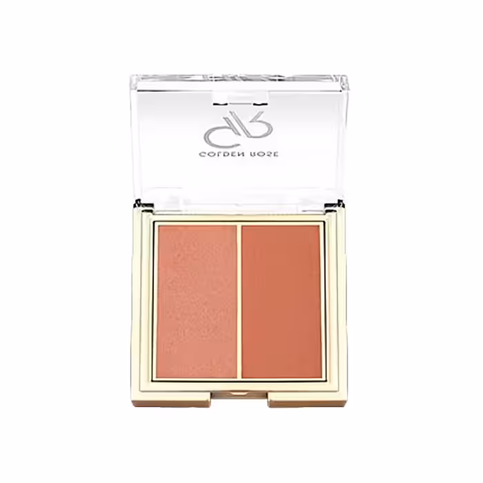 پالت رژ گونه دو رنگ کلدن رز مدل ICONIC DUO شماره 02 رنگ Peachy Coral