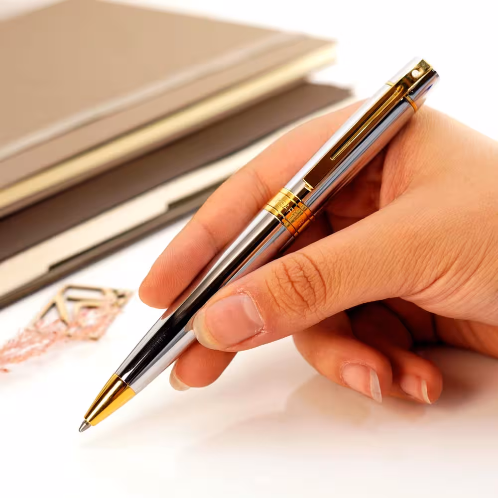 خودکار شیفر 300 کروم براق گیره طلایی SHEAFFER 300 BP Medalist GT