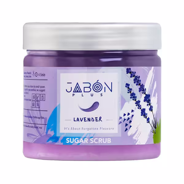 اسکراب بدن شکری ژبن پلاس مدل Lavender وزن 450 گرم