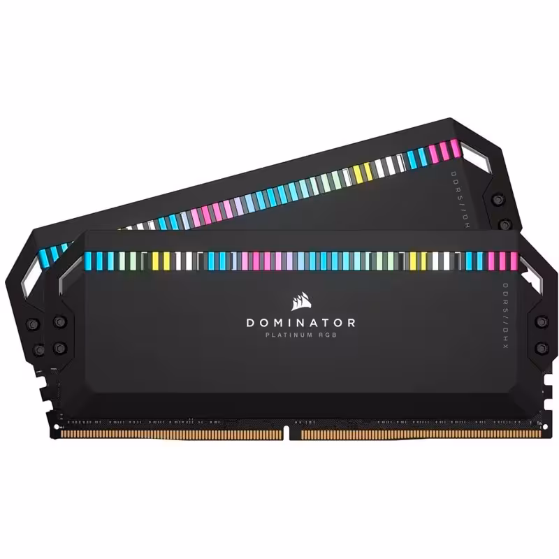 رم کامپیوتر DDR5 دو کاناله 5600 مگاهرتز CL40 کورسیر مدل Dominator Platinum RGB ظرفیت 64 گیگابایت