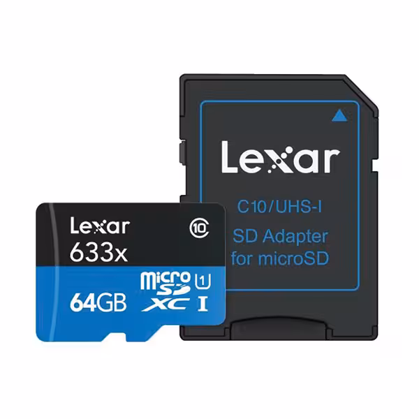 کارت حافظه‌ microSDXC لکسار مدل High-Performance کلاس 10 استاندارد UHS-I U1 سرعت 100MBps 633X همراه با آداپتور SD ظرفیت 64 گیگابایت