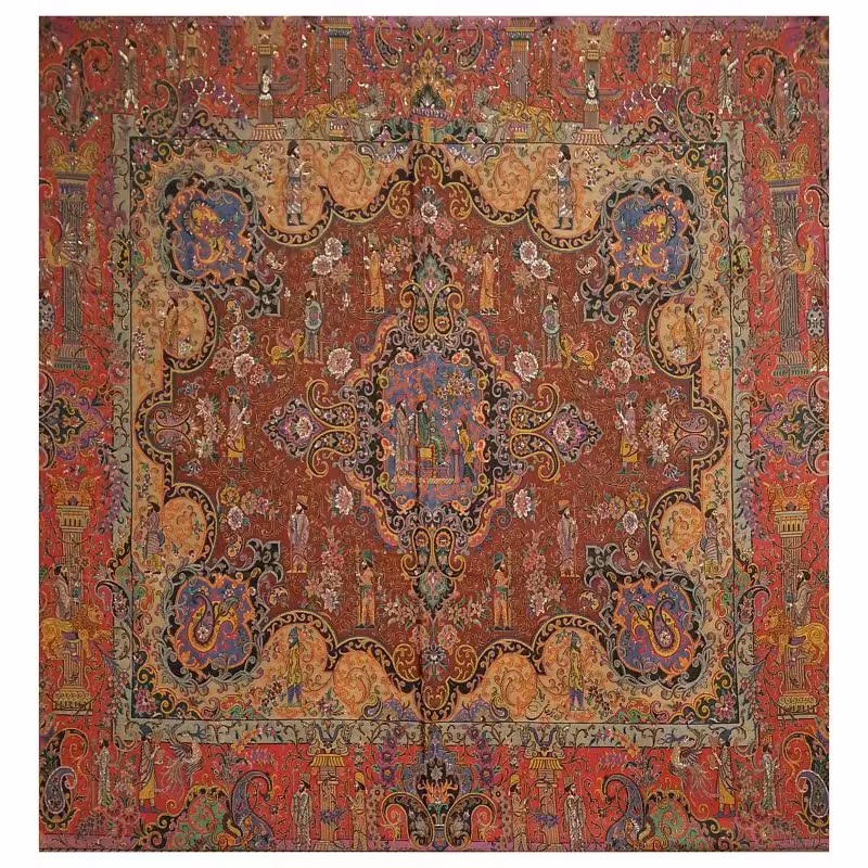 رومیزی مربع ترمه ابریشم کد TRM19