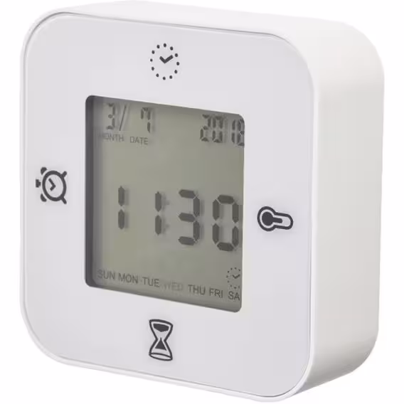 ساعت رومیزی دیجیتال چند منظوره 7*7 سفید ایکیا کد 150