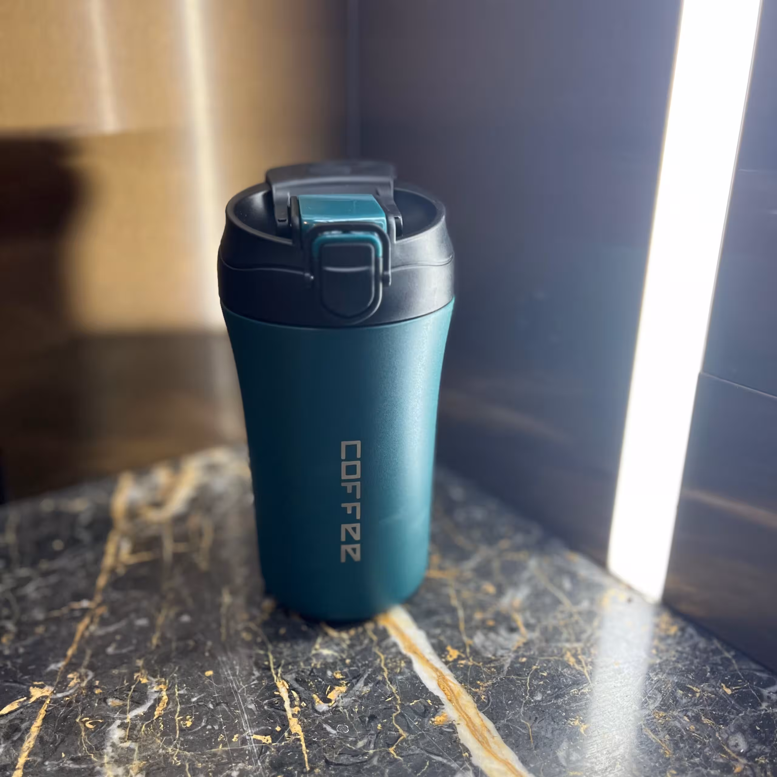 تراول ماگ دوقفله طرح کافی(سبز)