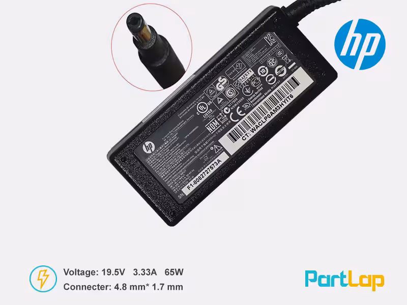 شارژر لپ تاپ اچ پی 19.5 ولت 3.33 آمپر 65 وات فیش بلند
