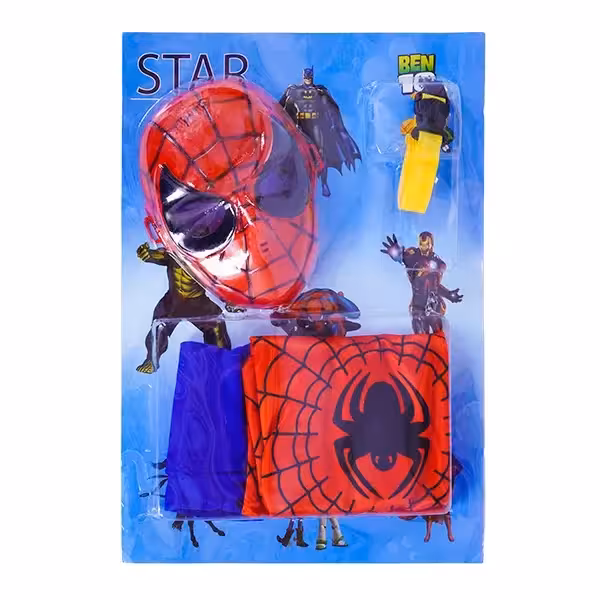 لباس مرد عنکبوتی با ماسک سایز لارج روکارتی