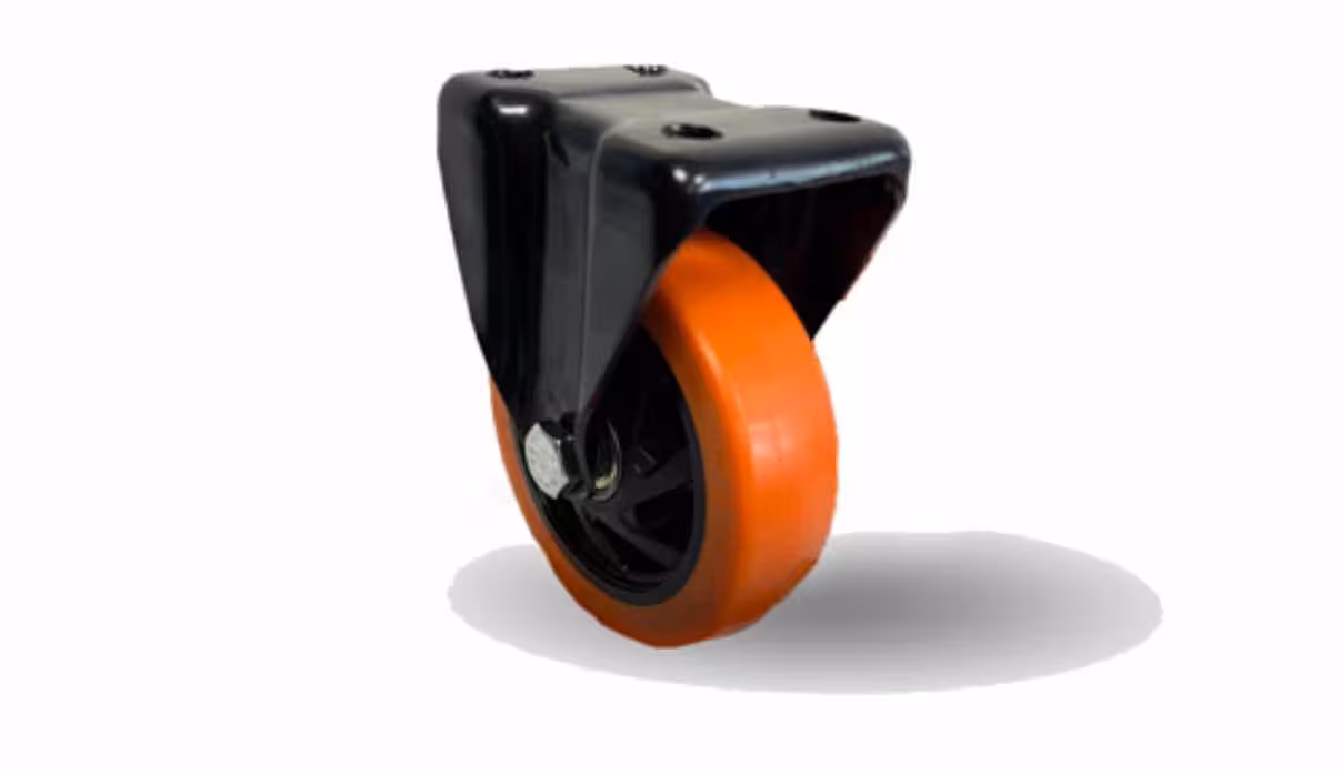 چرخ پایه مشکی نارنجی سایز 150 ثابت پارس