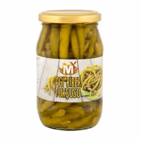 ترشی فلفل M وزن 340 گرم طعم تند محصول شرکت میگروس ترکیه