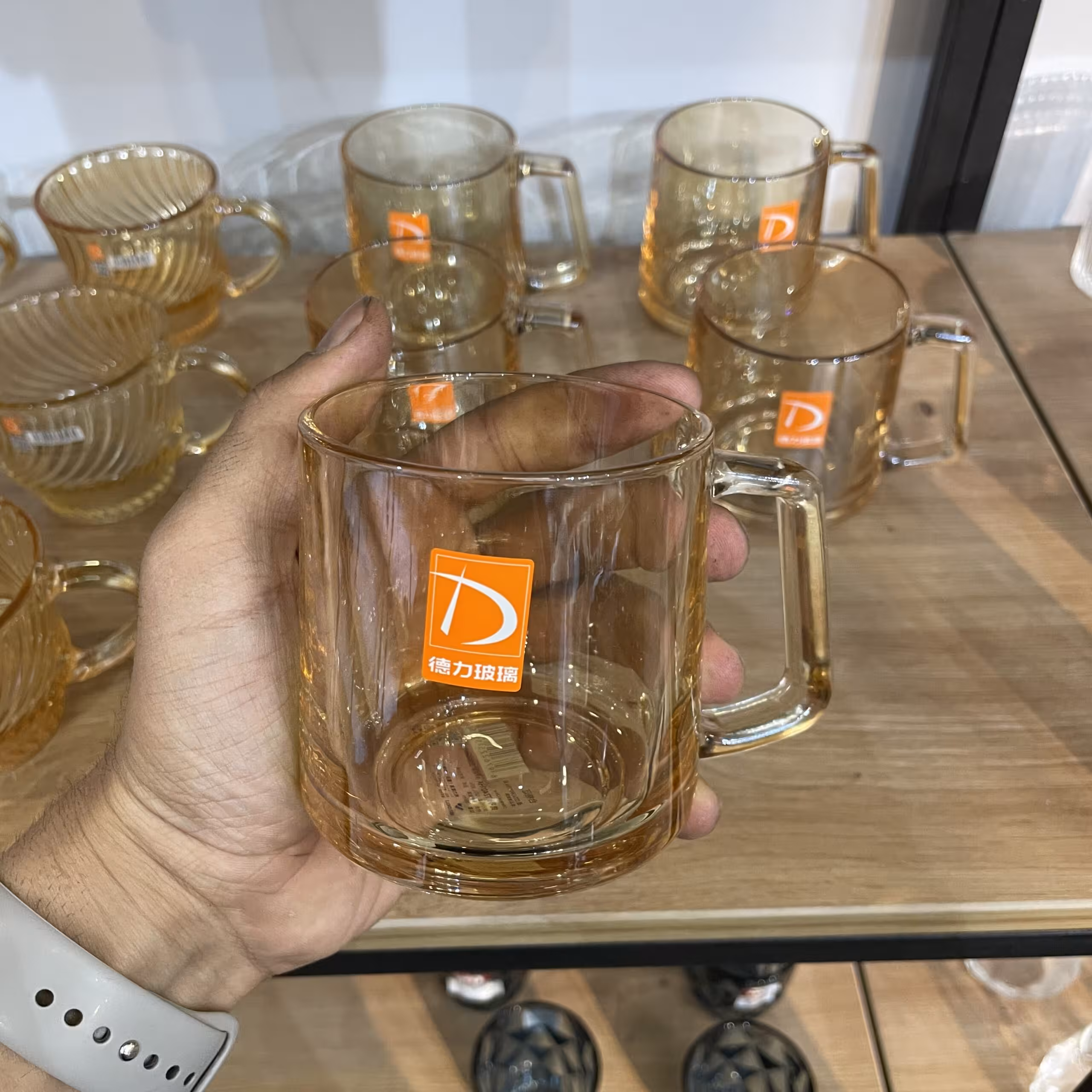 لیوان دلی دسته‌دار شامپاینی 350 میل – ست 6 عددی Deli Glass
