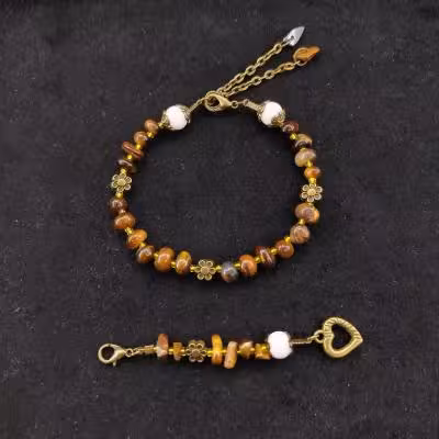 دستبند سنگ چشم ببر ، بهمراه ست آویز کد 122