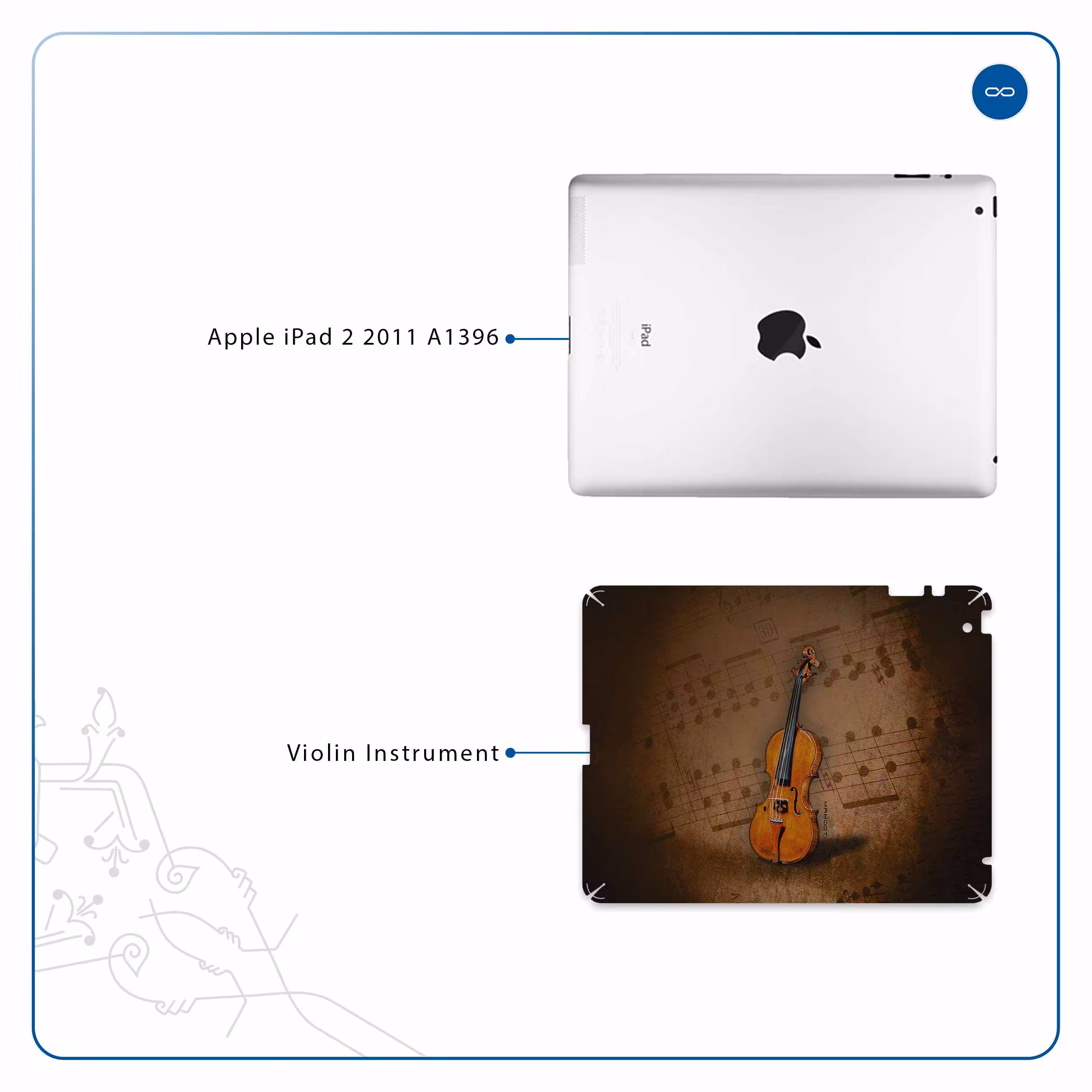 برچسب پوششی ماهوت مدل Violin-Instrument مناسب برای تبلت اپل iPad 2 2011 A1396