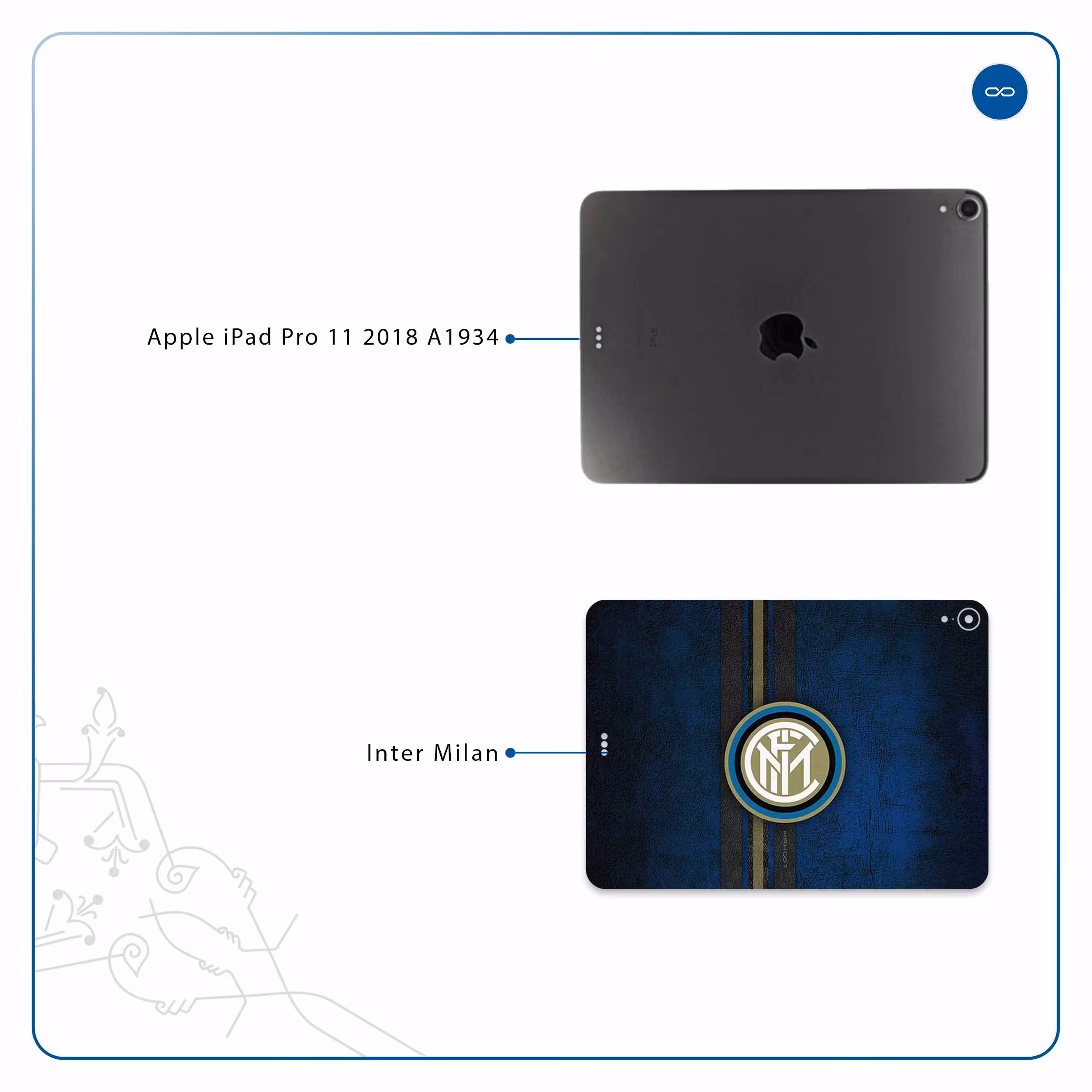 برچسب پوششی ماهوت مدل Inter-Milan مناسب برای تبلت اپل iPad Pro 11 2018 A1934