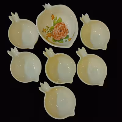 ست 7 تکه آجیل خوری سرامیکی هیوا طرح نارگل مدل رز کد 11312010