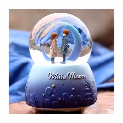 گوی موزیکال مدل چراغ دار اولین دیدار عاشقانه در کنار ماه