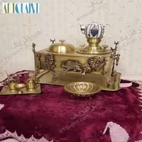 منقل سماوری برنجی، ساخته شده با ورق برنج ضخیم و کاملاً قابل استفاده