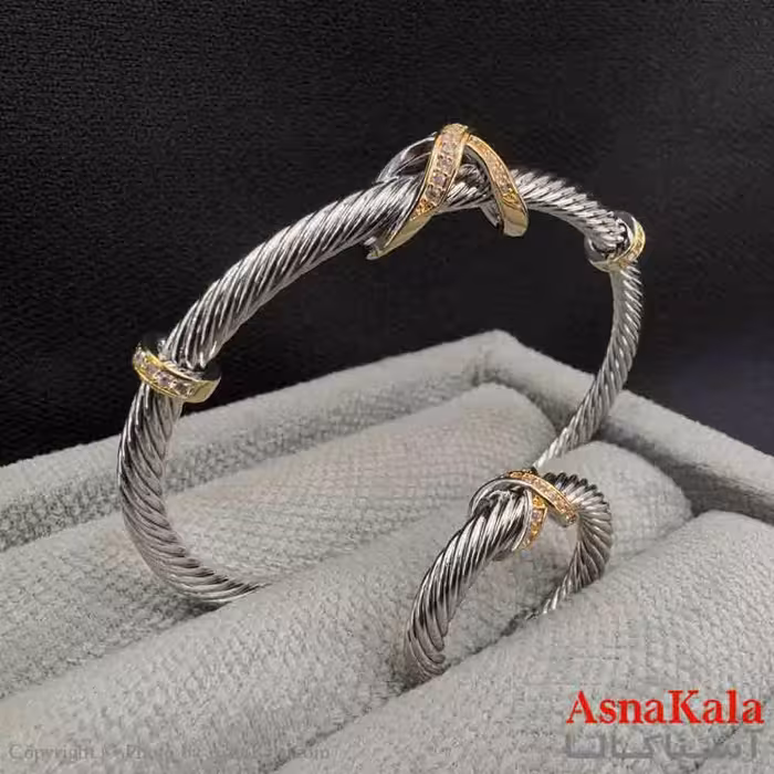 ست زنانه YSX  شامل  بنگل و انگشتر فری سایز  کد NIM141013W