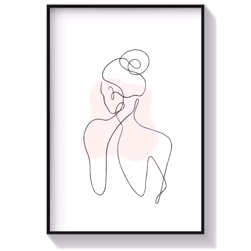 تابلو دکوراتیو لاین آرت طرح ژست دخترانه