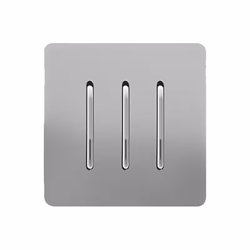 کلید پریز  آسیا الکتریک کلید سه پل مدل کریستال نقره ای -نقره ای