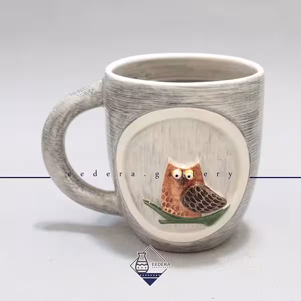 ماگ دستساز برجسته طرح جغد