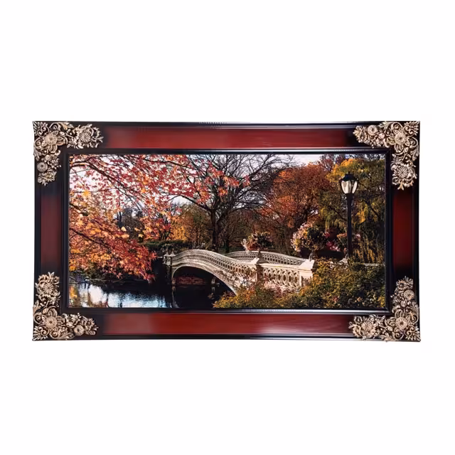 تابلو فرش ماشینی دنیای فرش طرح پاییز و رودخانه کد 173