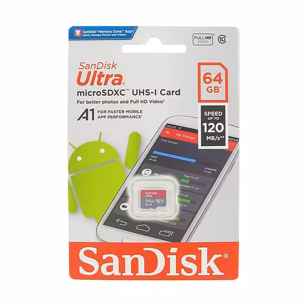 رم سن دیسک Ultra ظرفیت 64 گیگابایت A1 کلاس 10