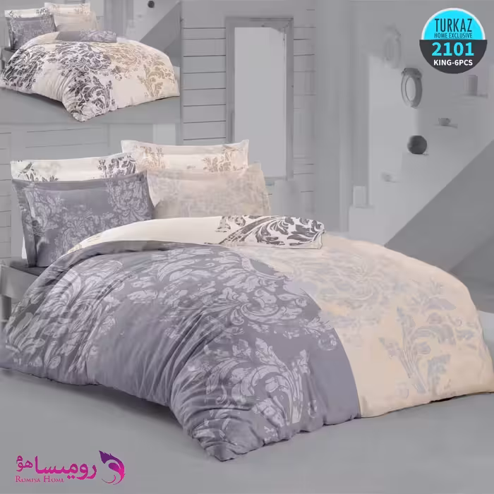 قیمت و خرید سرویس روتختی طرح دو رنگ دو نفره برند Turkaz کد 2101