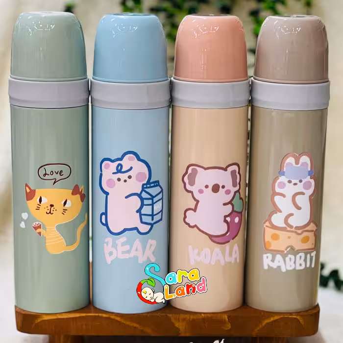 فلاسک استیل نوزاد طرح حیوانات ظرفیت 500 میلی لیتر
