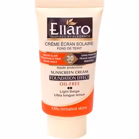 الارو کرم ضد آفتاب فاقد چربی کرم پودری بژروشن 40میل SPF30 Ellaro Sunscreen Foundation Effec