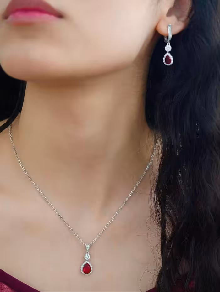 نیمست یاقوت سرخ نقره جواهری کد 00319