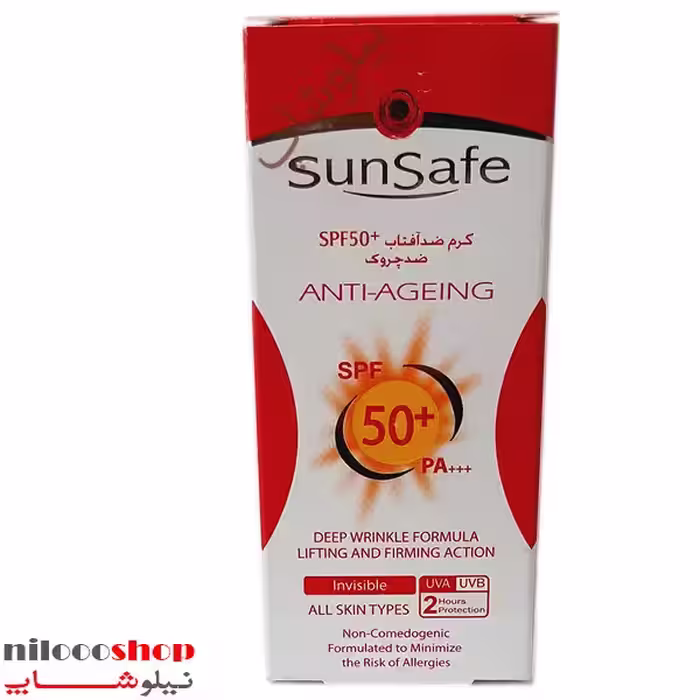 کرم ضد آفتاب بدون رنگ سان سیف ضد چروک SPF50 حجم 50 میلی لیتر