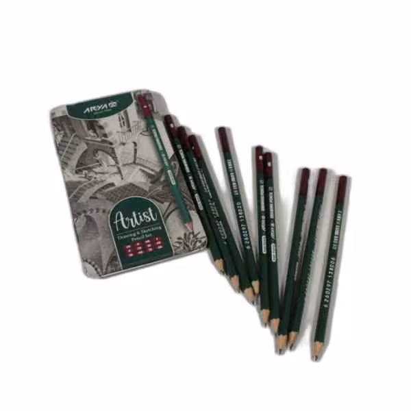 مداد مشکی مهندسی جعبه فلزی آرتیست 3075 آریا (12 عددی)