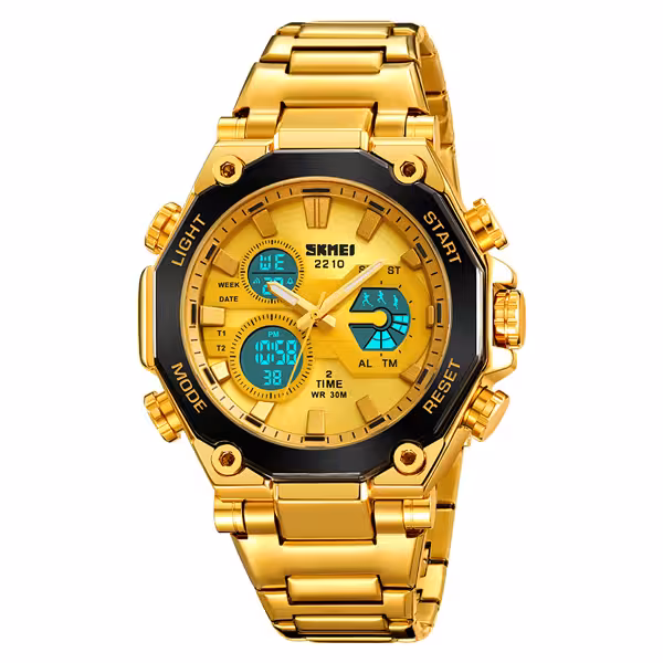 ساعت مچی مردانه اورجینال اسکمی طلایی مدل 2210 SKMEI