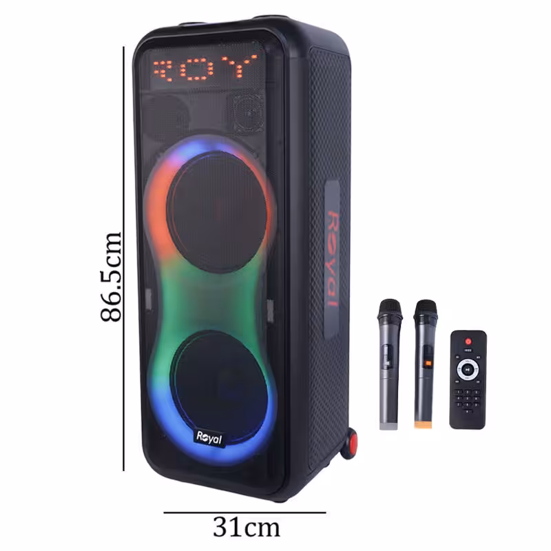 اسپیکر چمدانی بی سیم قابل حمل رویال مدل RSB-1015 همراه با میکروفون و ریموت کنترل