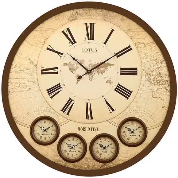 ساعت دیواری چوبی چند زمانه رایکا مدل ELLA