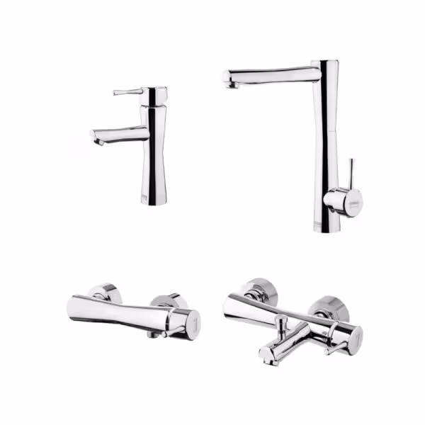 ست چهار تکه شیرآلات درخشان مدل فلاور