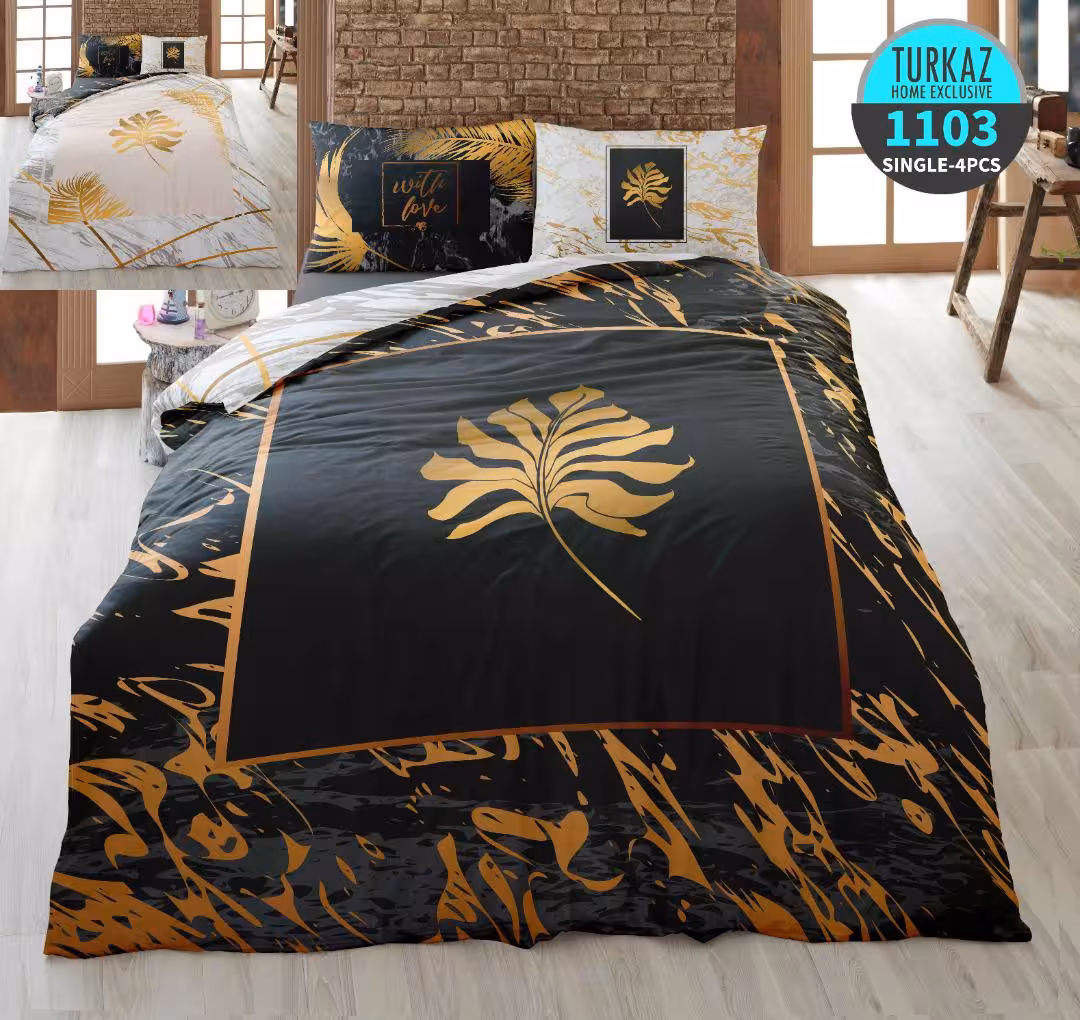 سرویس لحاف روتختی 1 نفره چاپی تنسل برند ترکاز(Turkaz) کد 1103