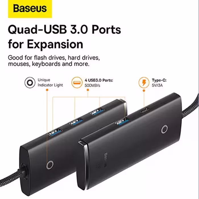 هاب 4 پورت usb-c باسئوس مدل wkqx030401