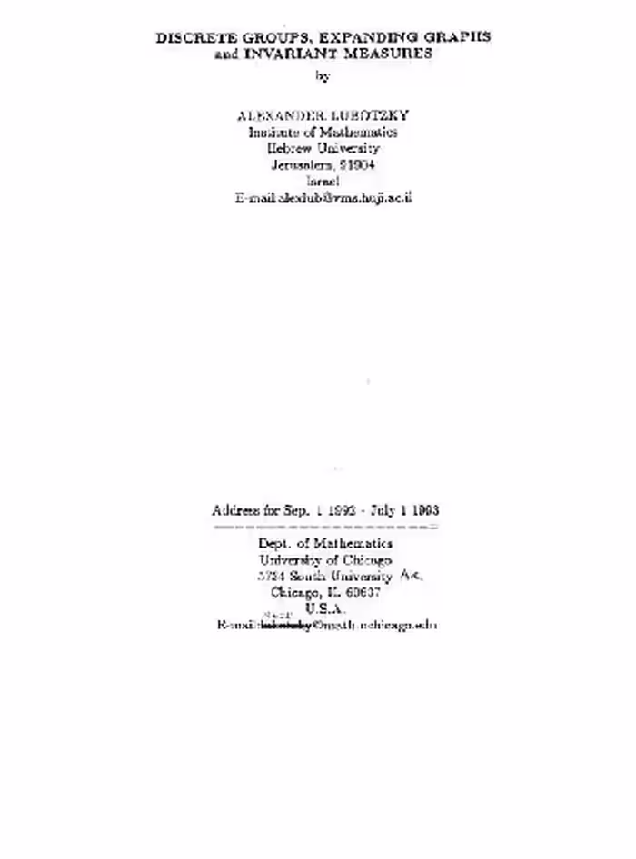 خرید و دانلود نسخه کامل کتاب Discrete groups, expanding graphs and invariant measures