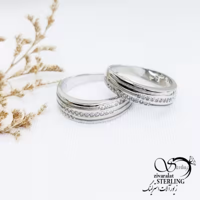 حلقه ست نقره با نگین های اتمی کد 13147