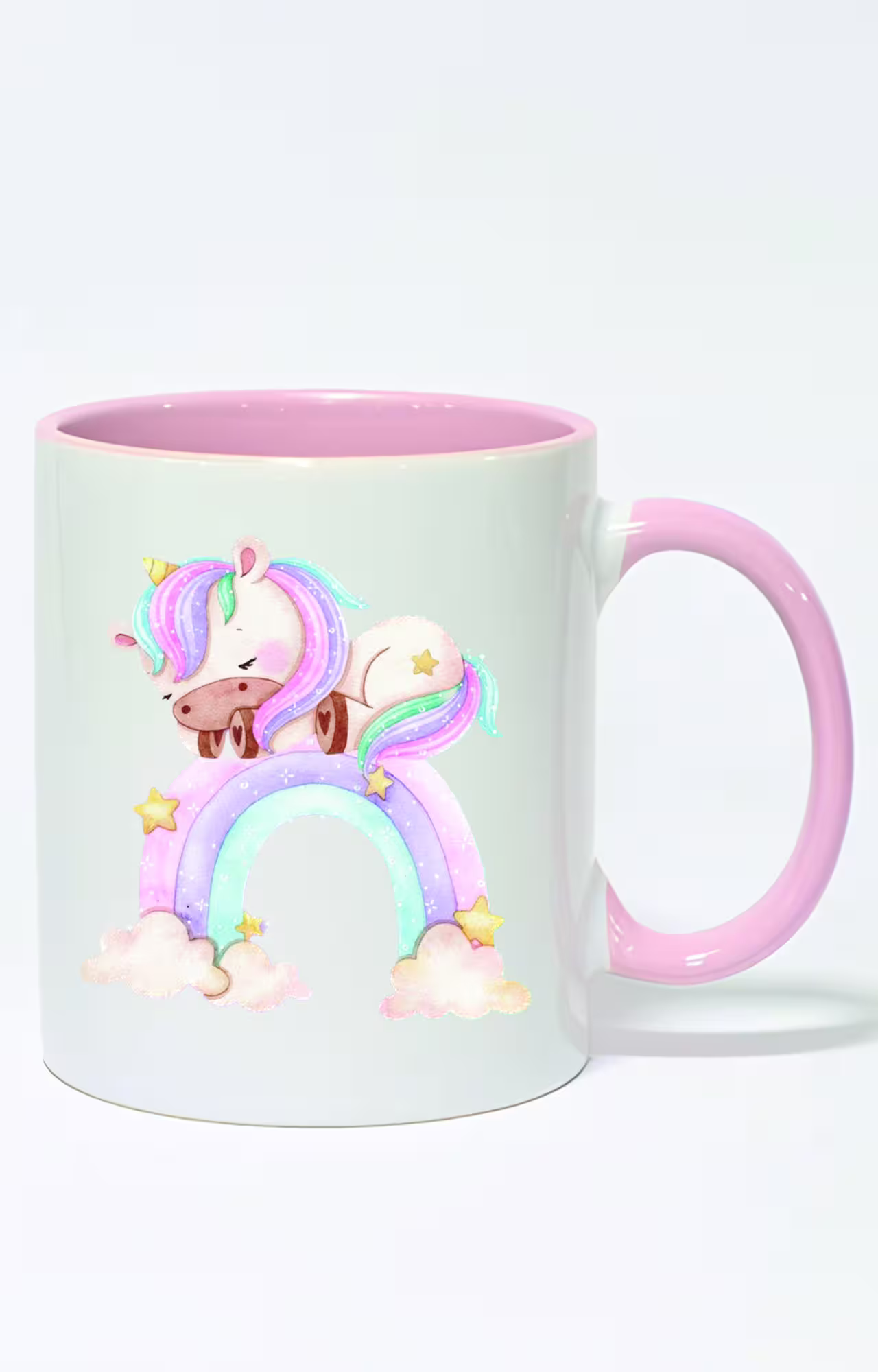 ماگ دسته و داخل رنگی طرح یونیکورن کد 3216