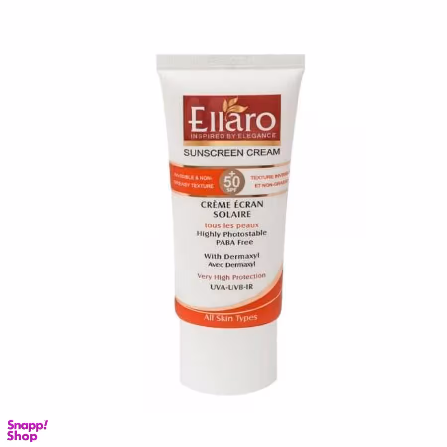 کرم ضد آفتاب الارو (Ellaro) با +SPF50 فاقد چربی بژ طبیعی فاقد پارابن حجم 40 میلی لیتر